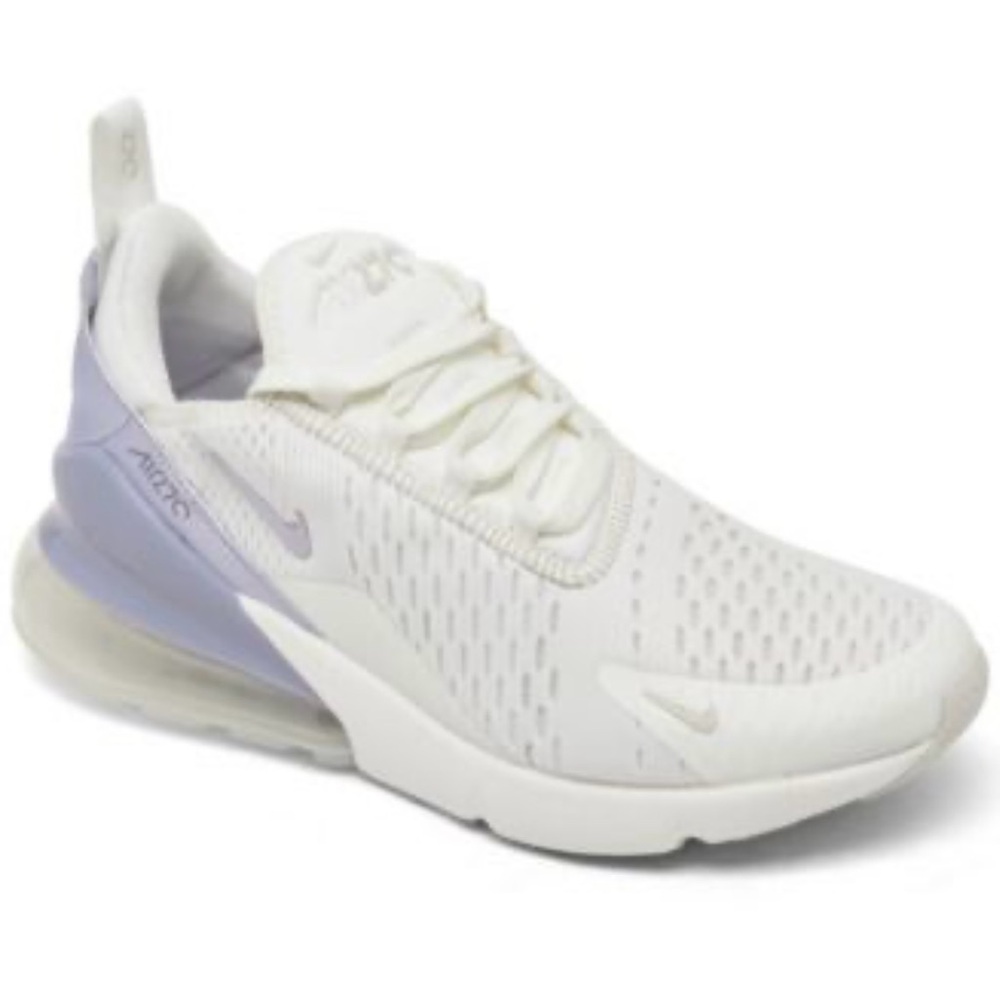 Nike White and Purple Air Max 270 Sneakers